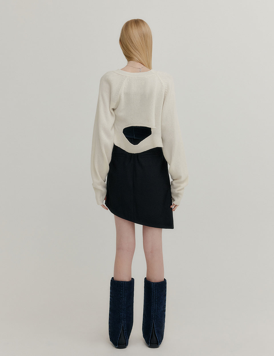 YUSE Cashmere Signature Unbalance Bolero Knit Top - Ivory