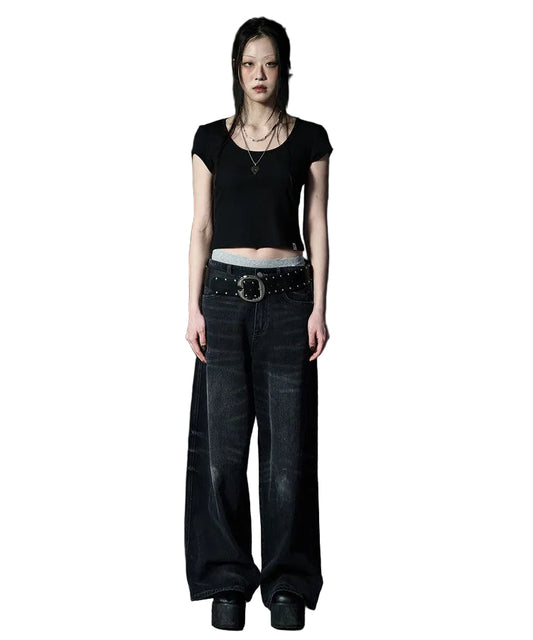 NOTKNOWING Scoop Neck Tee Black