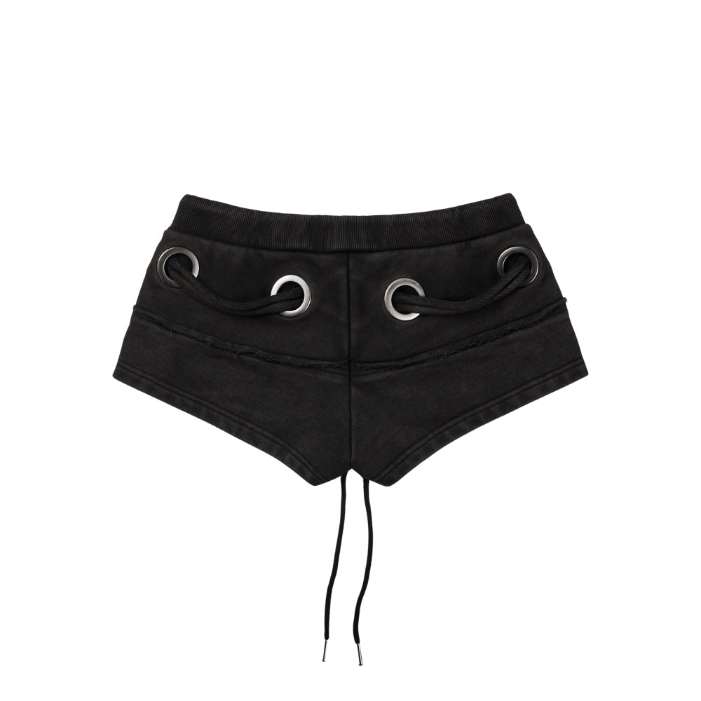 BONEIENKIYE Eyelet Short Pants Washed Black