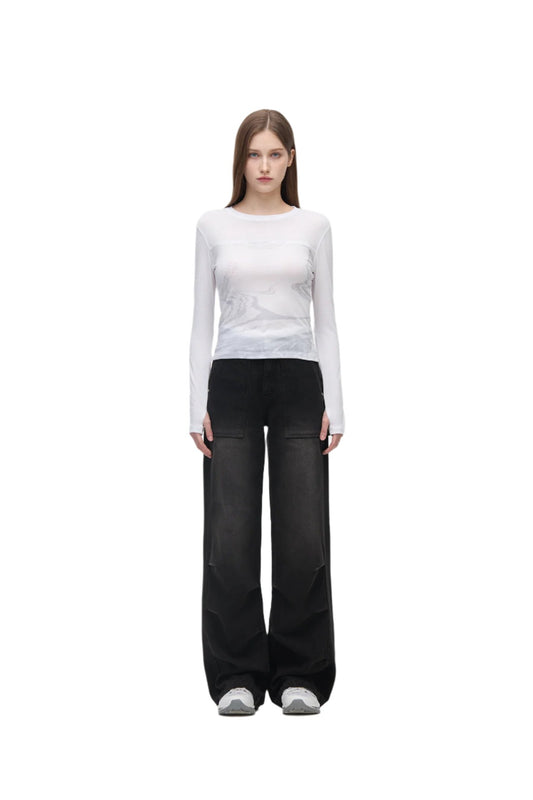 YUSE Carpenter Denim Wide Pants Black