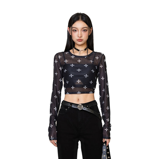 SMFK Garden Black Mesh Tights Top