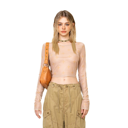 SMFK Garden Desert Mesh Tights Top in Khaki
