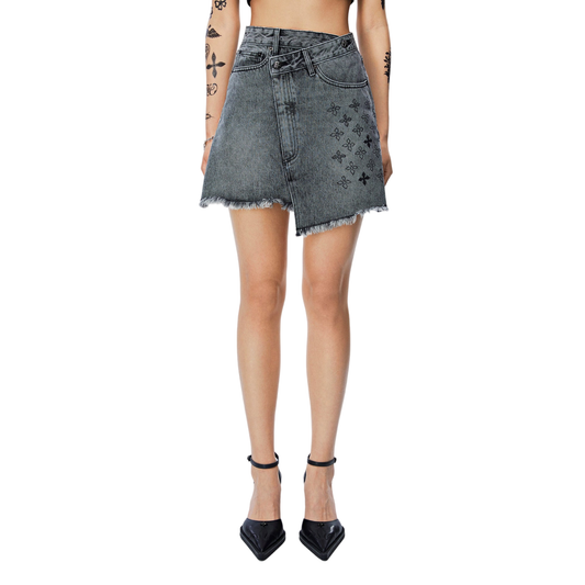 SMFK Gray Chaos Hand-painted Denim Skirt
