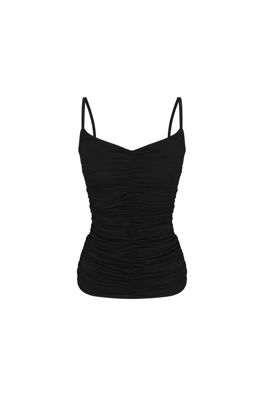 KASHIKO Shirring Sleeveless Black