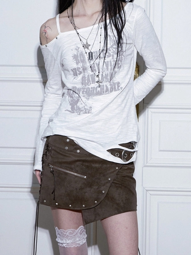 NOTKNOWING Destroyed Back Lace Top White