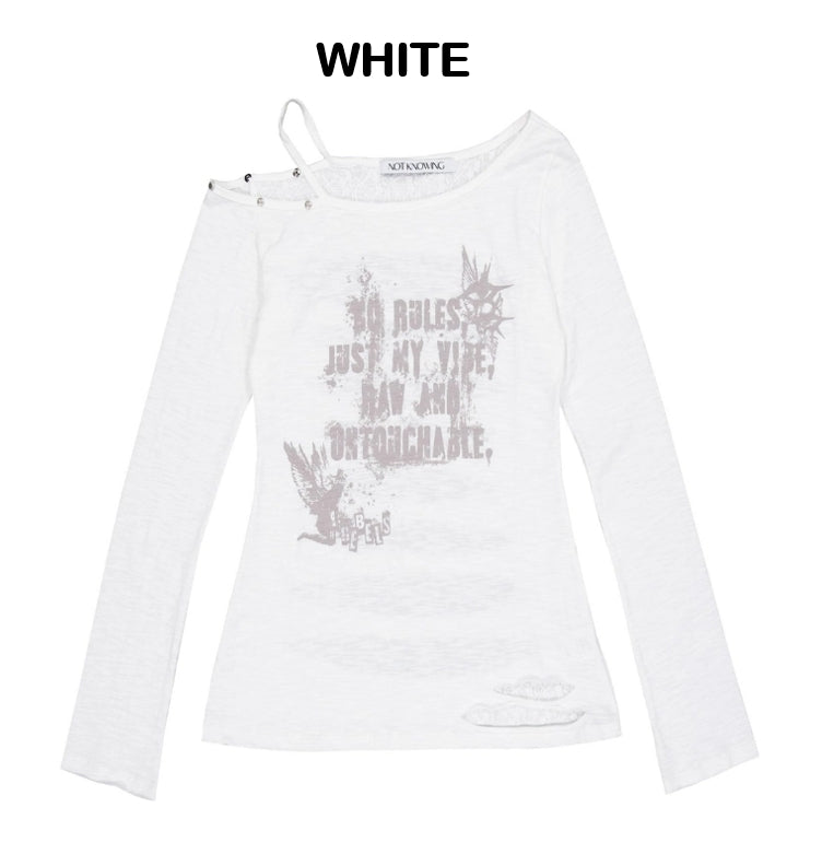 NOTKNOWING Destroyed Back Lace Top White