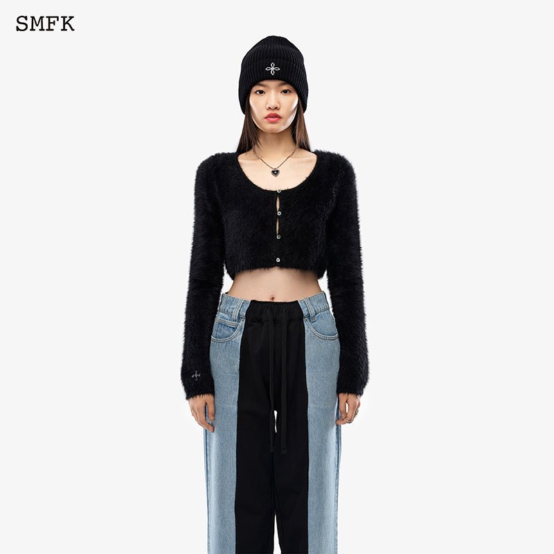 SMFK Panda Wool Short Cardigan Black