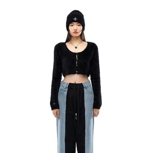 SMFK Panda Wool Short Cardigan Black