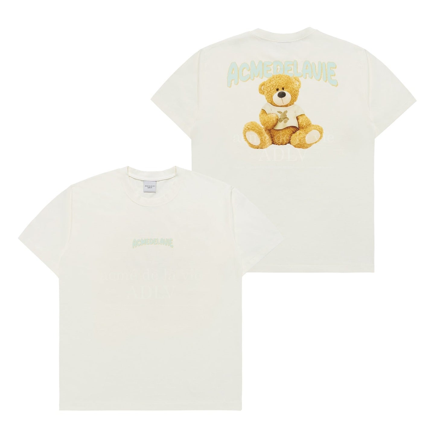 ADLV Rabbit T-Shirt Bear Short Sleeve T-Shirt Cream