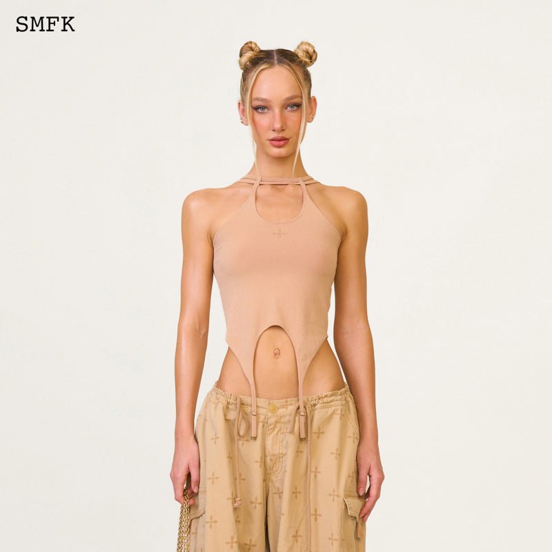 SMFK Temple Chinese Crescent Sports Vest Top Nude