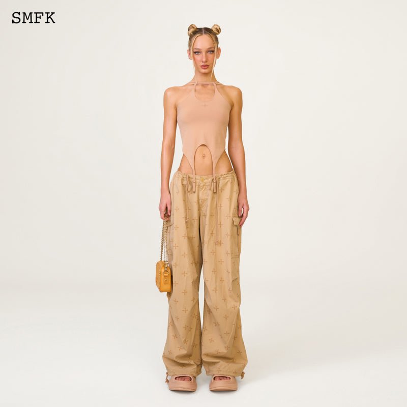 SMFK Temple Chinese Crescent Sports Vest Top Nude