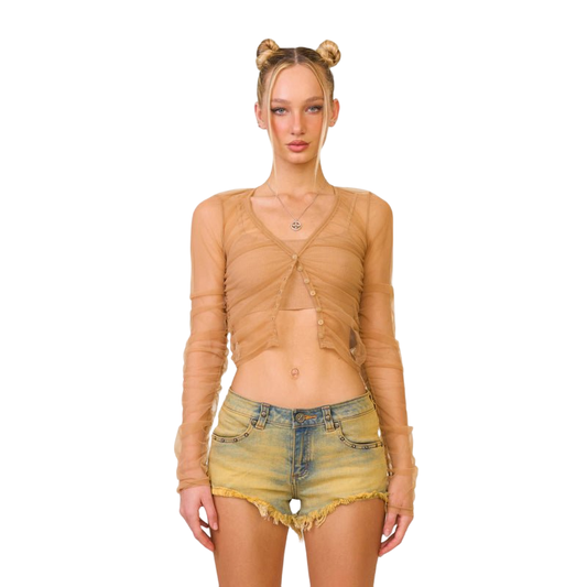 SMFK Temple Gauze Cardigan In Nude