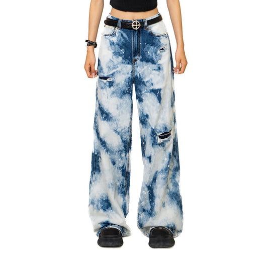 SMFK Wildworld Camouflage Loose Jeans Ocean Blue