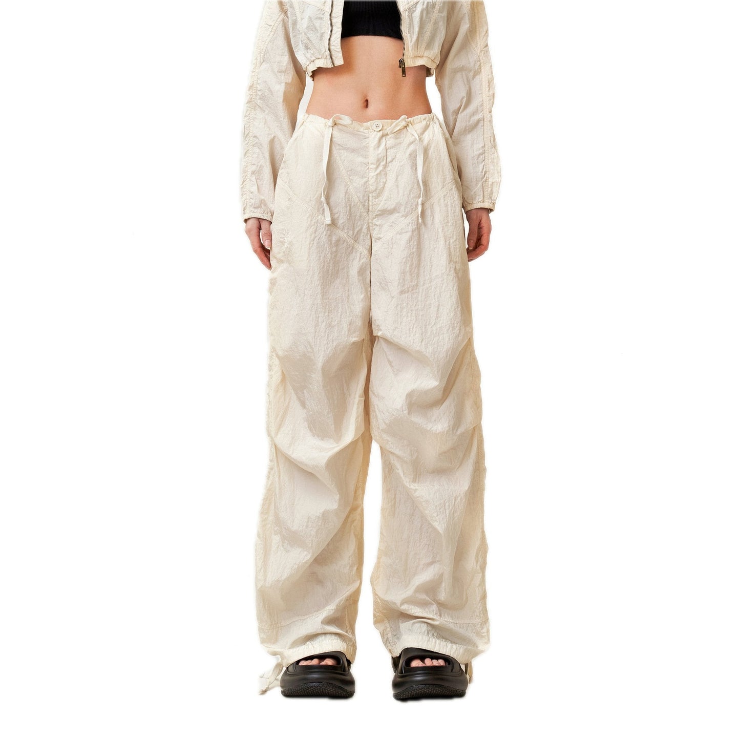 SMFK WildWorld Parachute Wide-Leg Pants In White