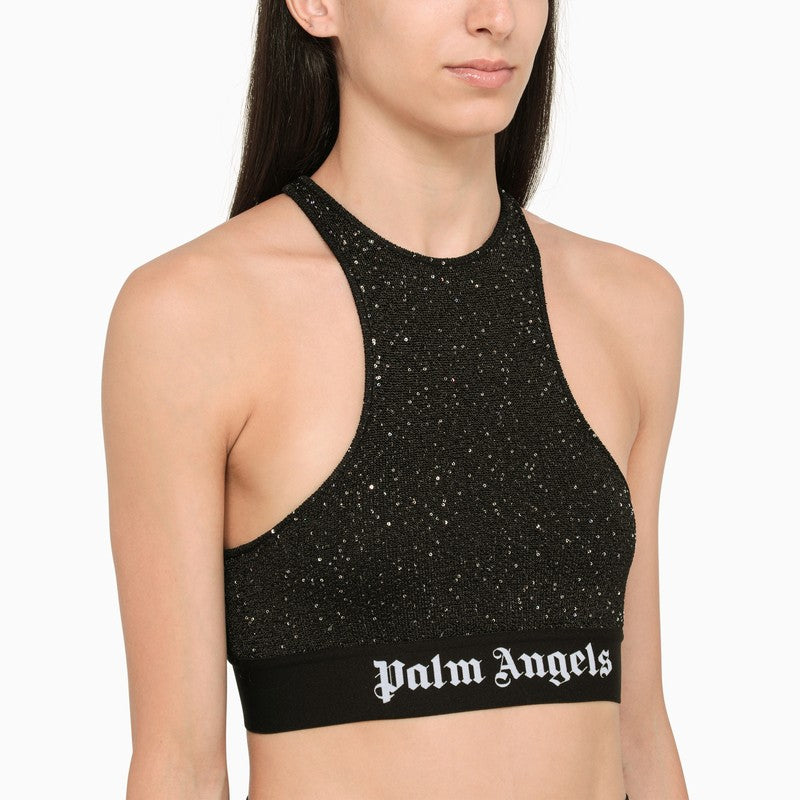 PALM ANGELS Black Top With Sequins