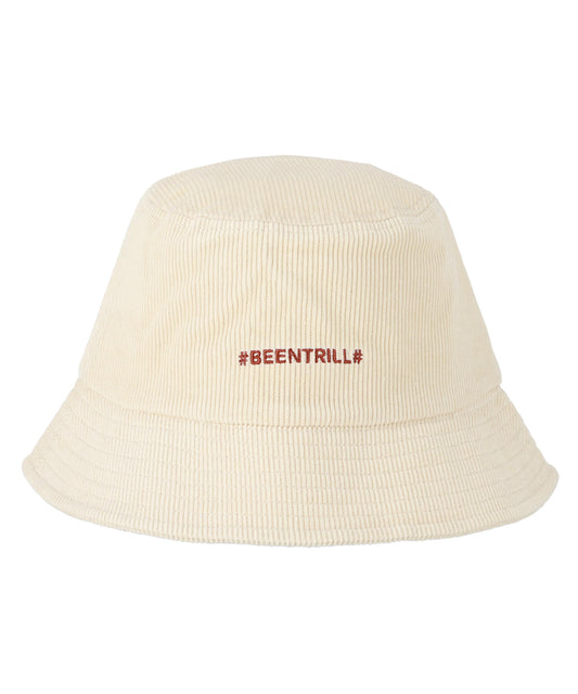 BEENTRILL Essential Logo Corduroy Bucket Hat White Ivory