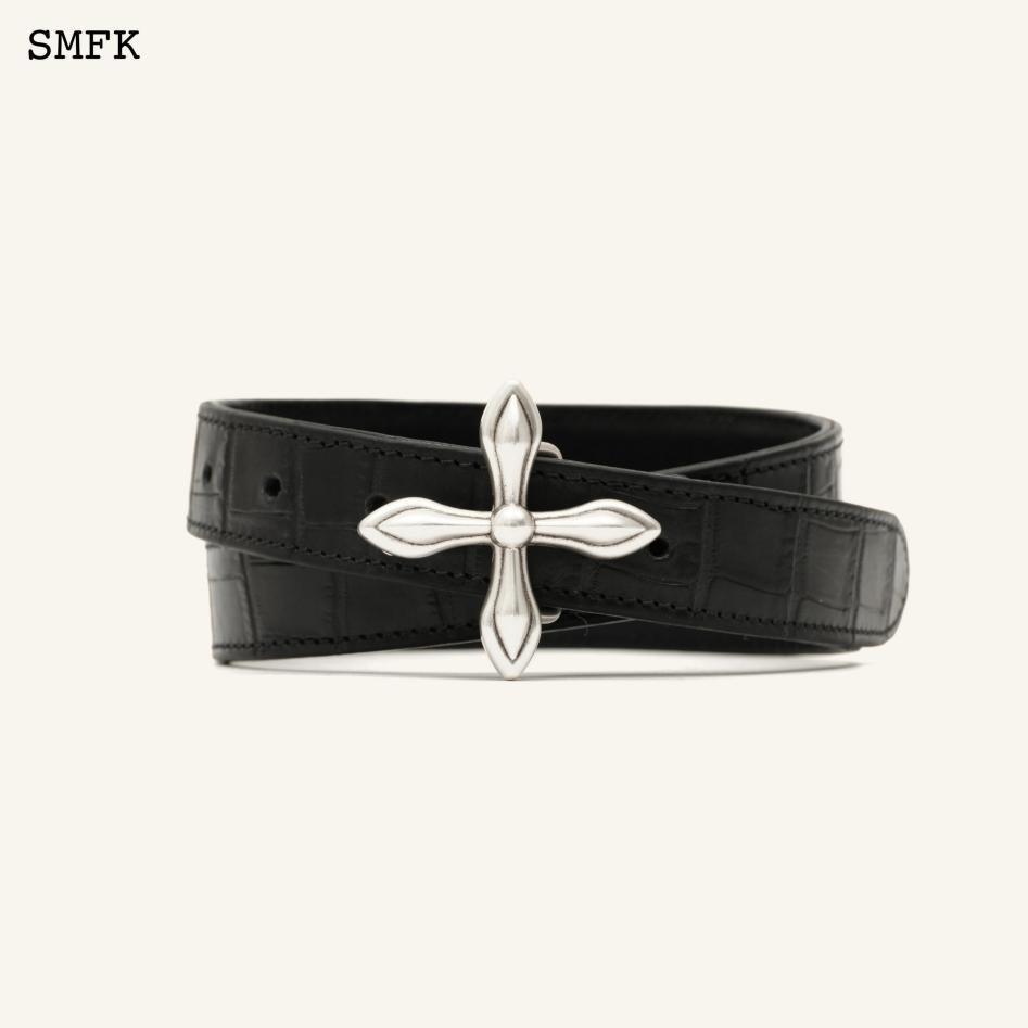 SMFK Compass Cross Crocodile Leather Belt