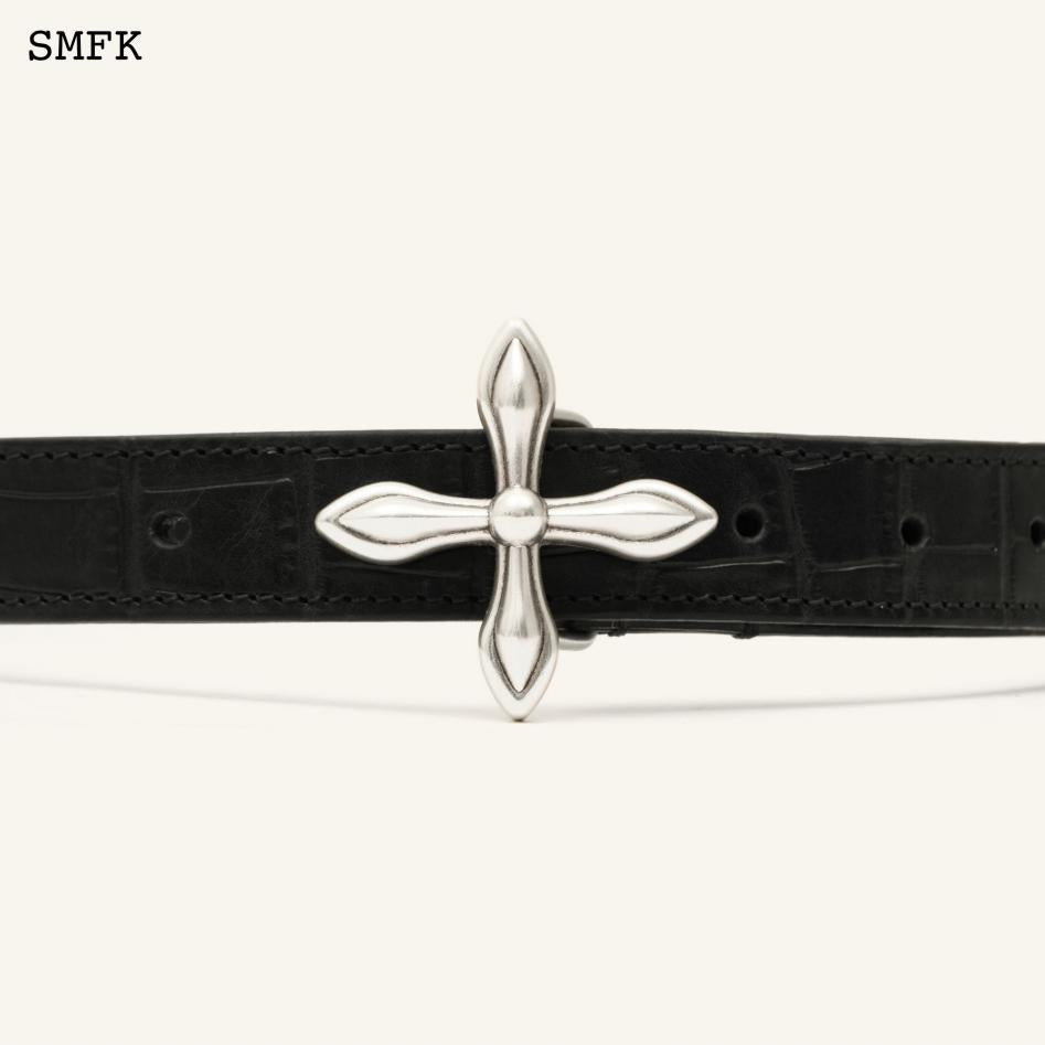 SMFK Compass Cross Crocodile Leather Belt