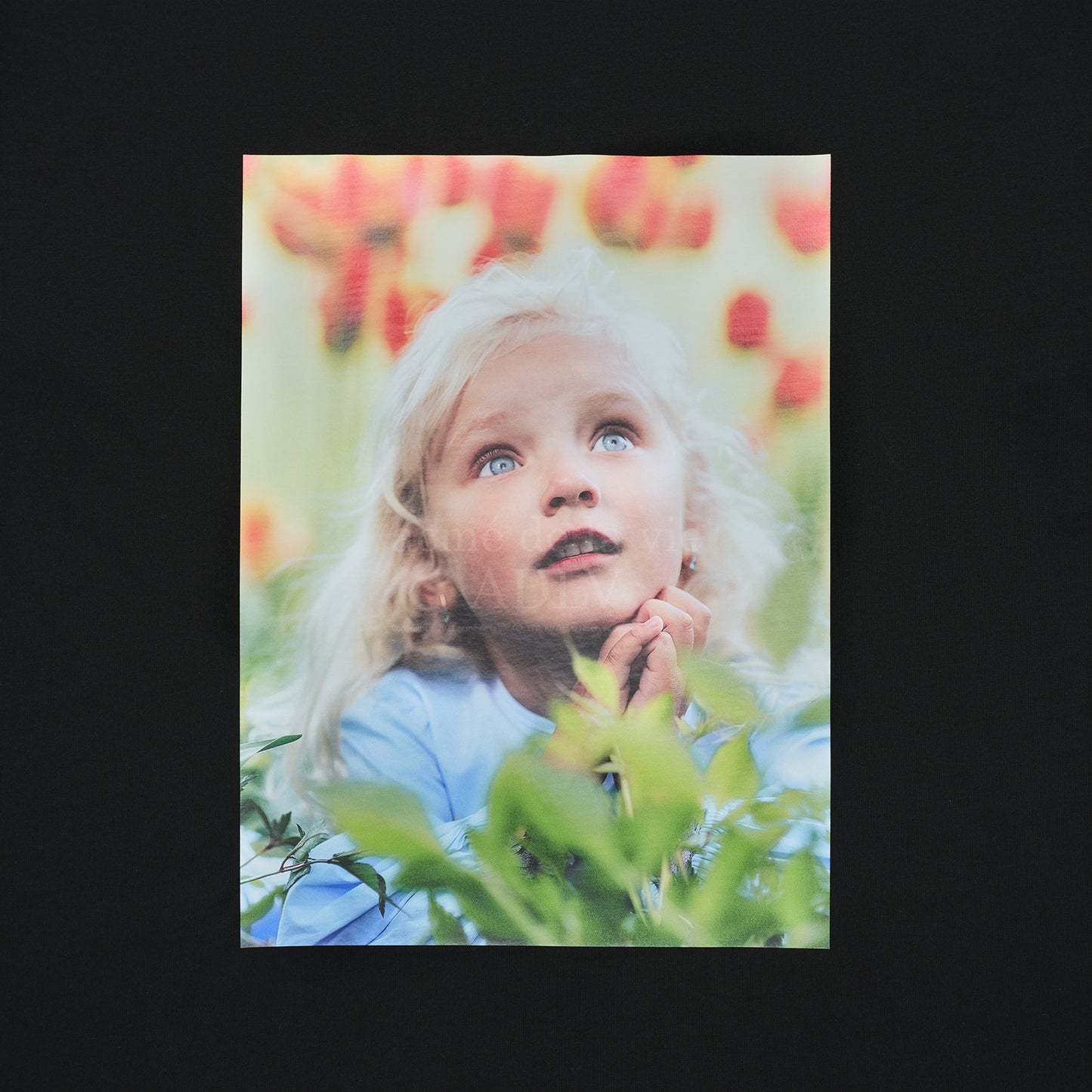 ADLV Baby Face Flower Garden Girl Short Sleeve T-shirt Black