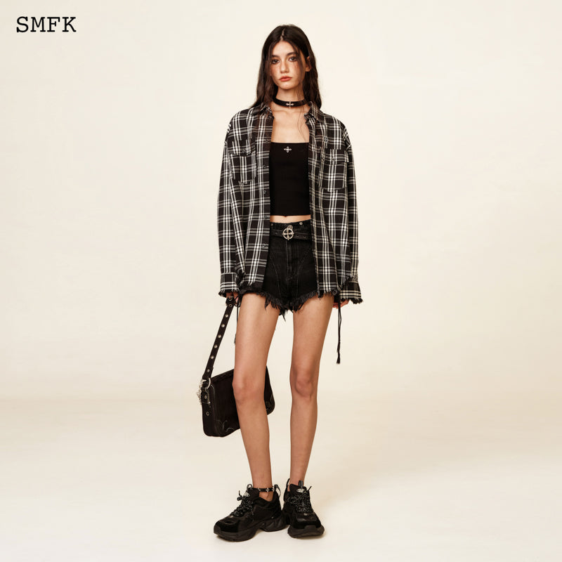 SMFK Compass Garden Wide Cargo Shirt Black Grid