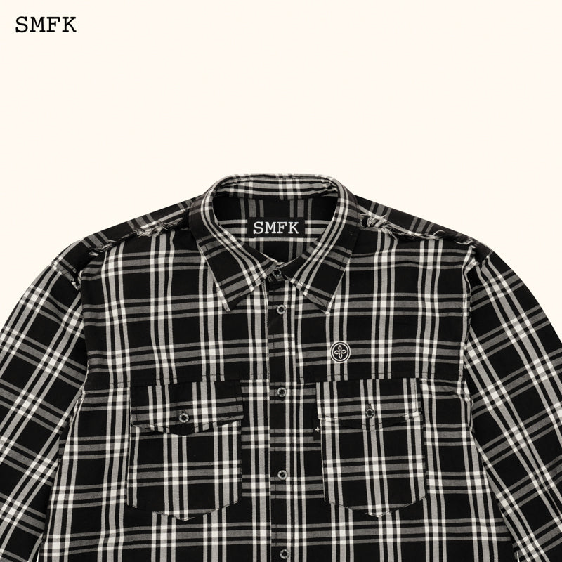SMFK Compass Garden Wide Cargo Shirt Black Grid