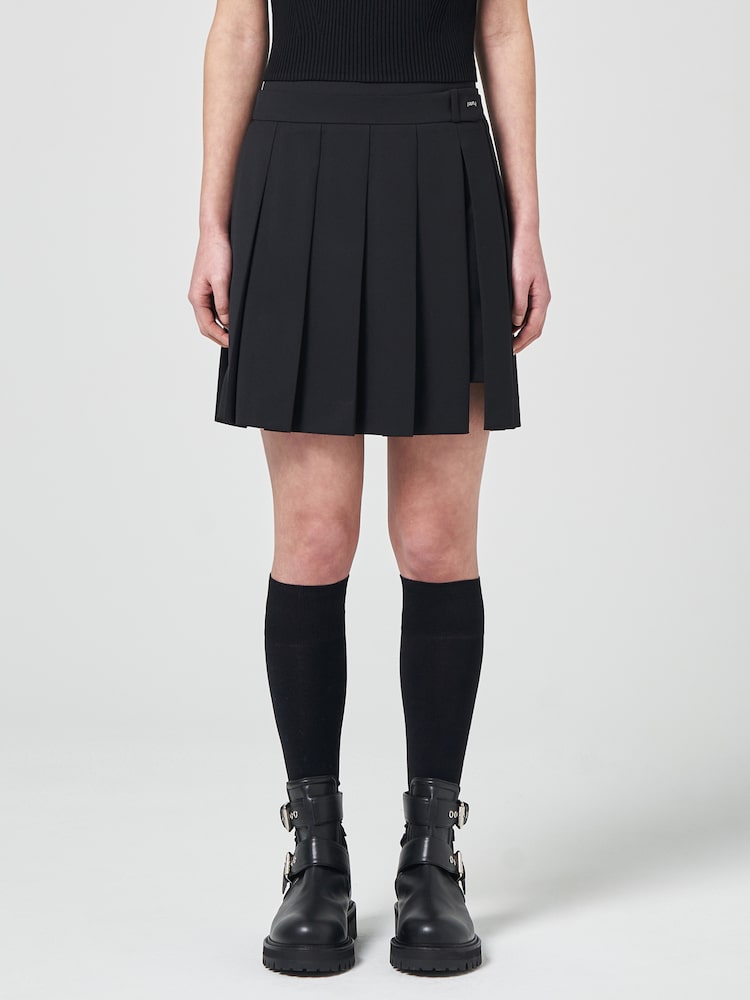 JUUN.J Double Waist Flats Mini Skirt Black