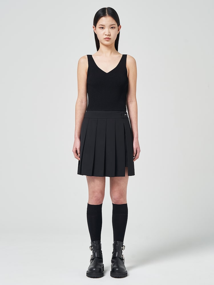 JUUN.J Double Waist Flats Mini Skirt Black