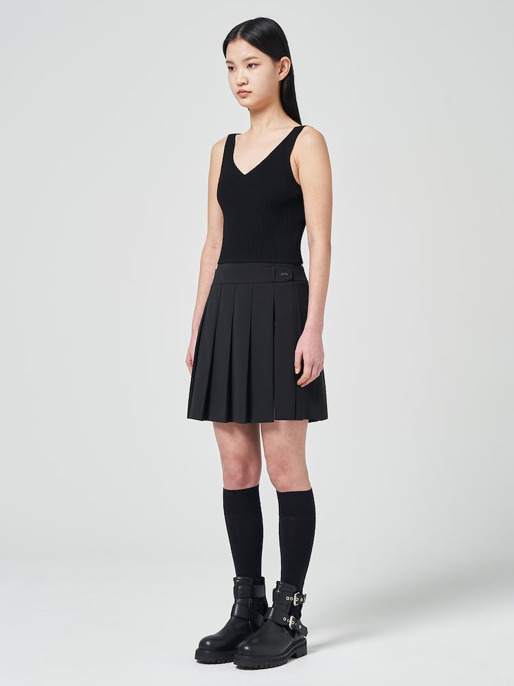 JUUN.J Double Waist Flats Mini Skirt Black