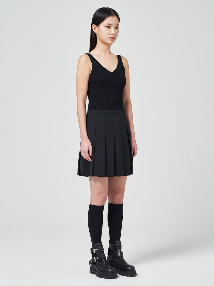 JUUN.J Double Waist Flats Mini Skirt Black