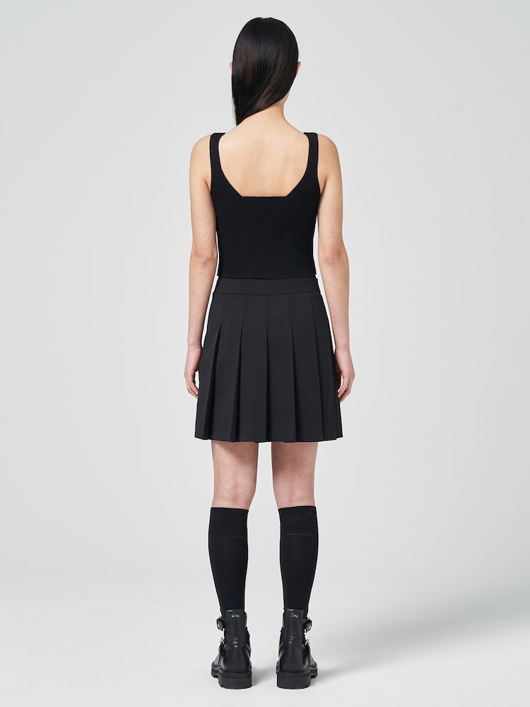 JUUN.J Double Waist Flats Mini Skirt Black
