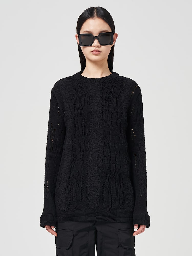 JUUN.J Black Openwork Jumper