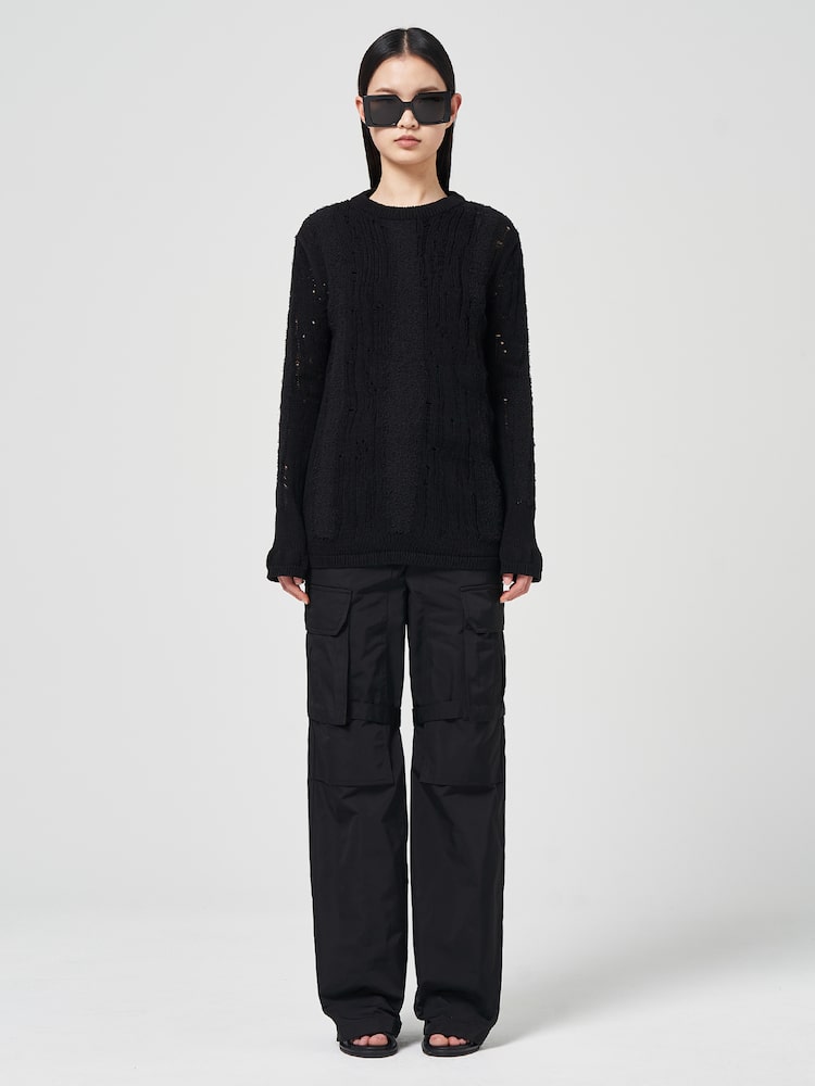 JUUN.J Black Openwork Jumper