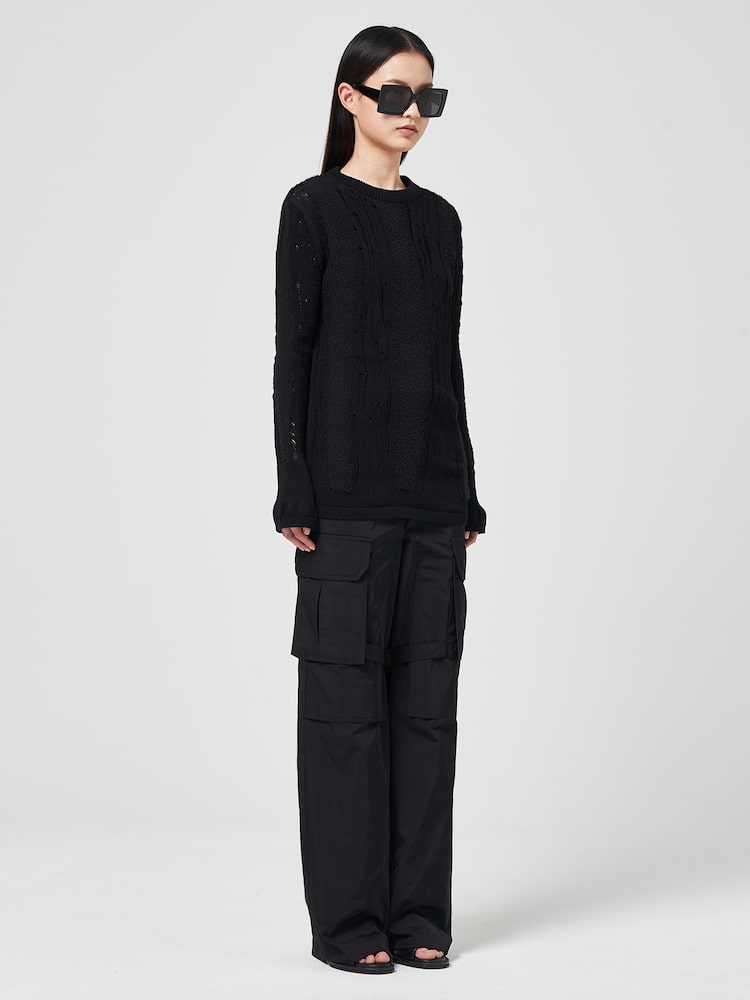 JUUN.J Black Openwork Jumper