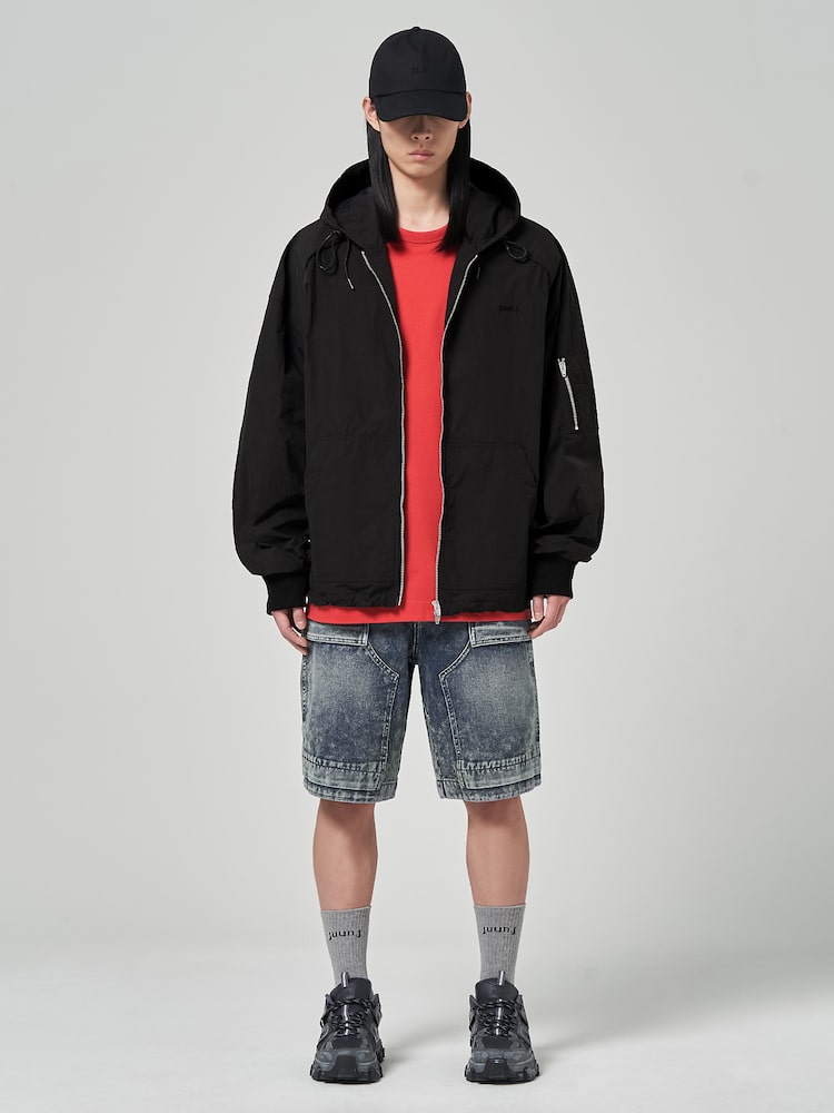 JUUN.J Nylon Puckering Hood Housecleaning Black