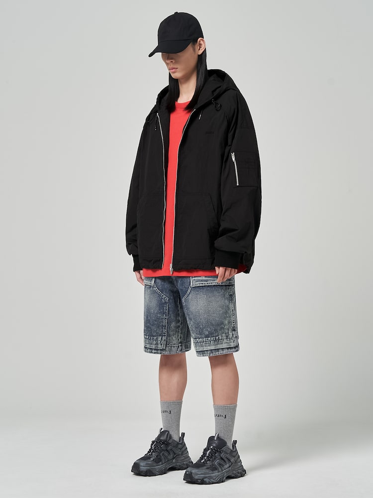 JUUN.J Nylon Puckering Hood Housecleaning Black