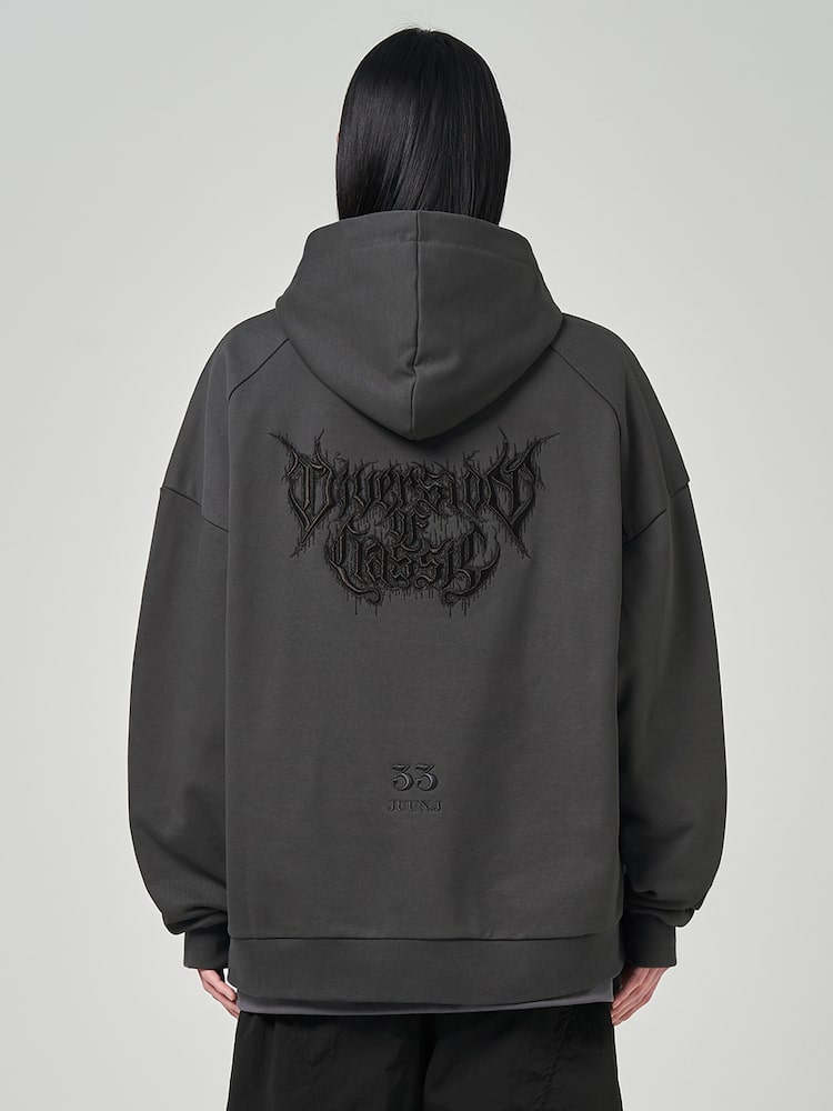JUUN.J Cotton Ambrodery Rouge Fit Hoodie Grey