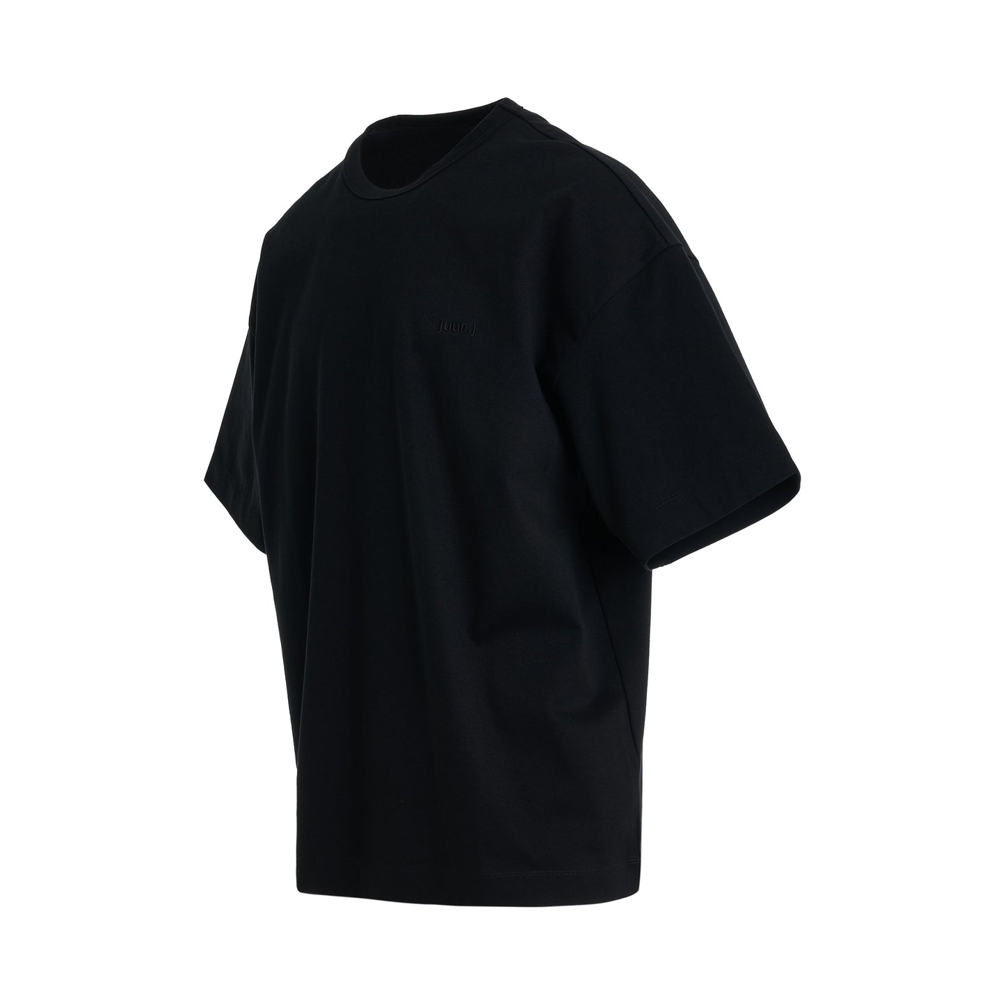 JUUN.J Semi-over Fit Graphic Embroidered T-shirt in Black