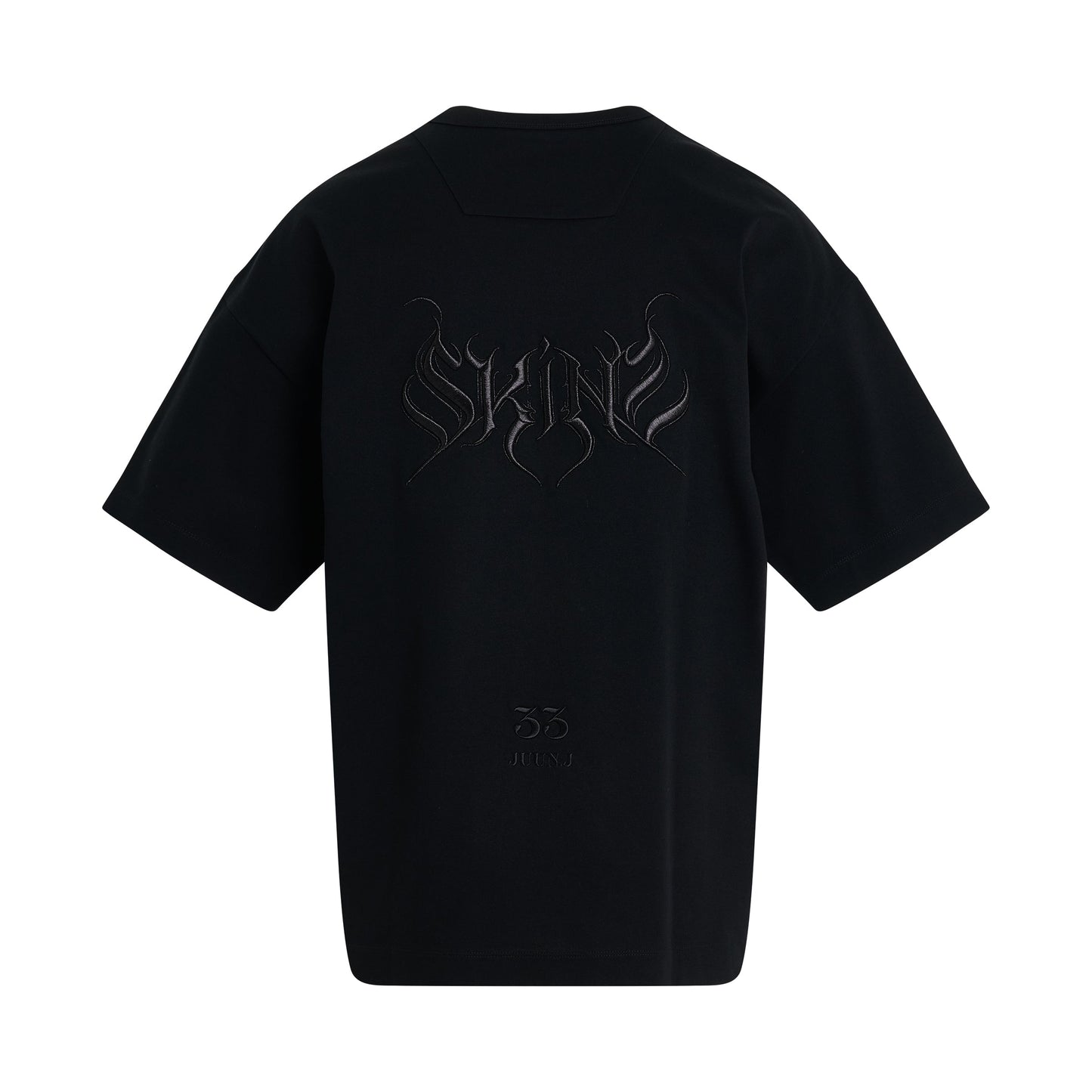 JUUN.J Semi-over Fit Graphic Embroidered T-shirt in Black