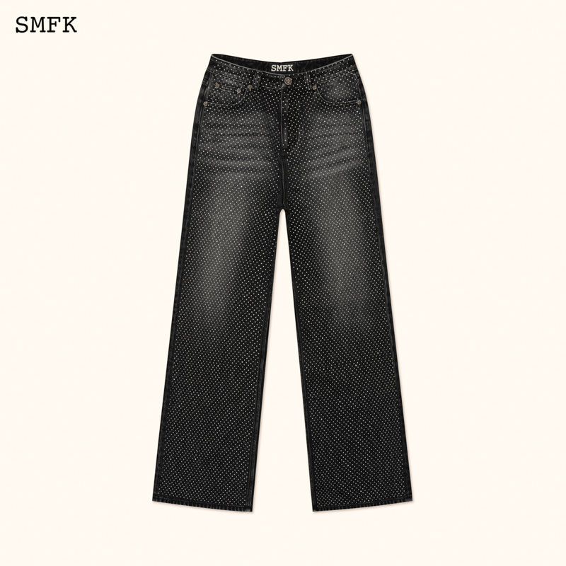 SMFK Ancient Myth Black Diamond Wide-leg Jeans Diamond Black Cowboy
