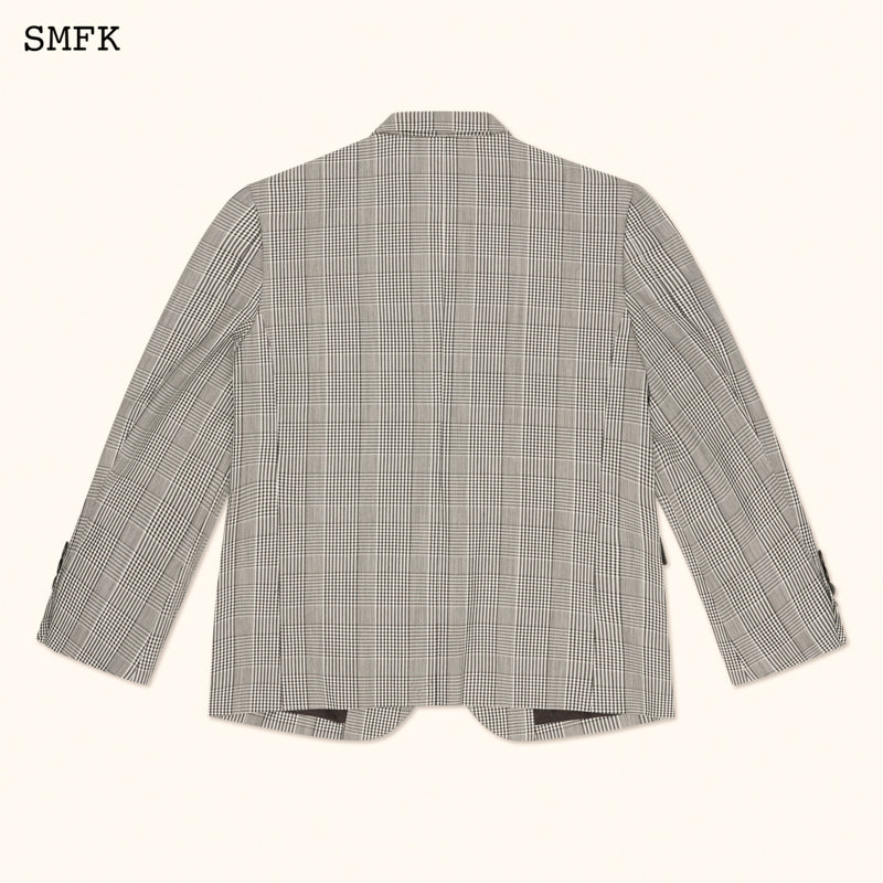 SMFK Compass Vintage Checked Wool Broadbody Suit Gray