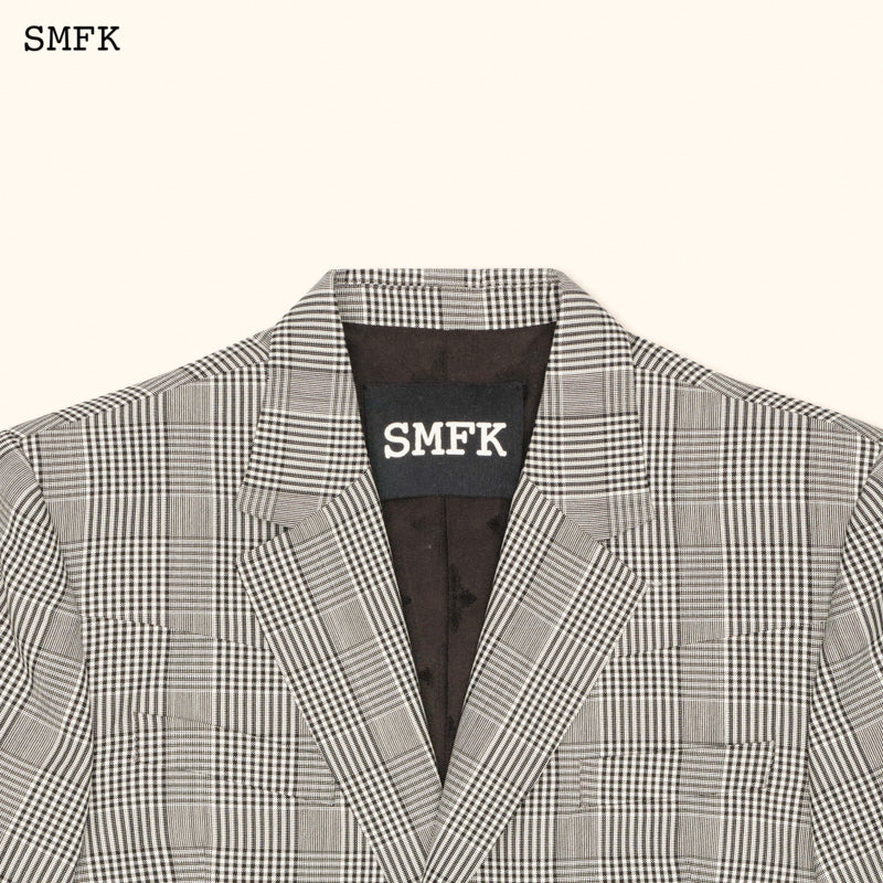SMFK Compass Vintage Checked Wool Broadbody Suit Gray