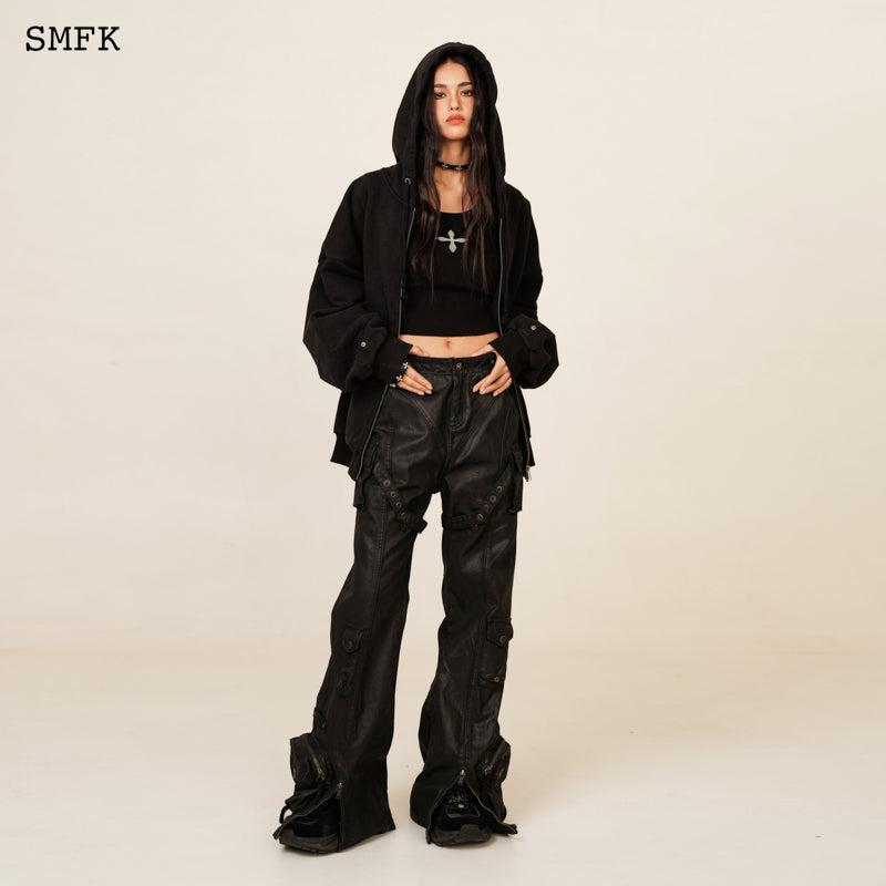 SMFK Ancient Myth Black Panther Waxed Cargo Bell Bottoms Ink Black