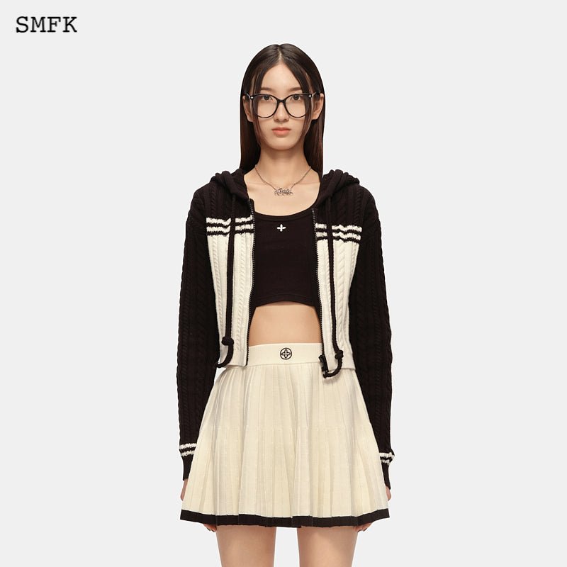 SMFK Vintage College Knit Short Hoodie