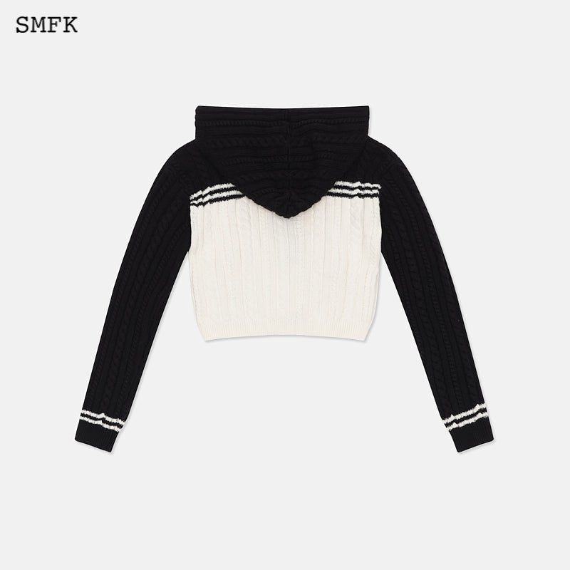 SMFK Vintage College Knit Short Hoodie