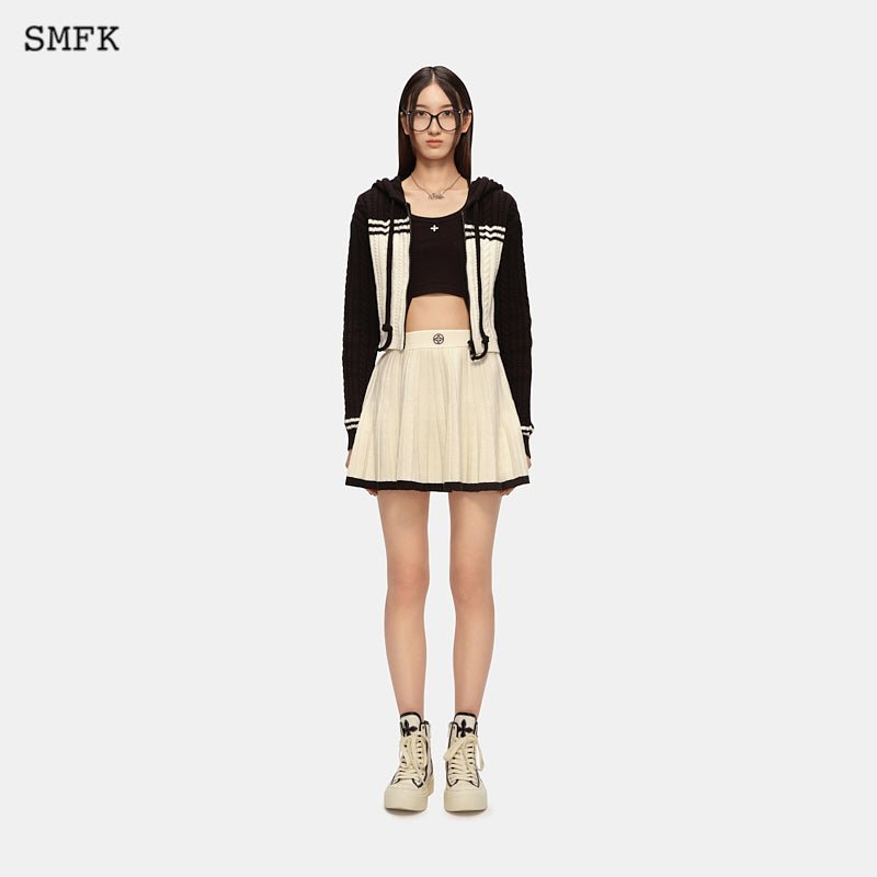 SMFK Vintage College Knit Short Hoodie