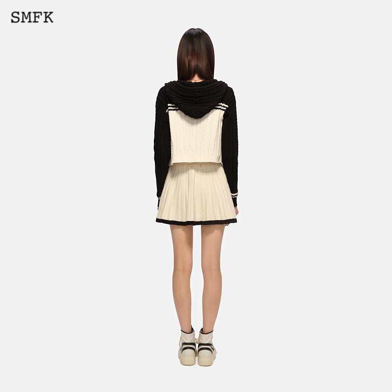 SMFK Vintage College Knit Short Hoodie