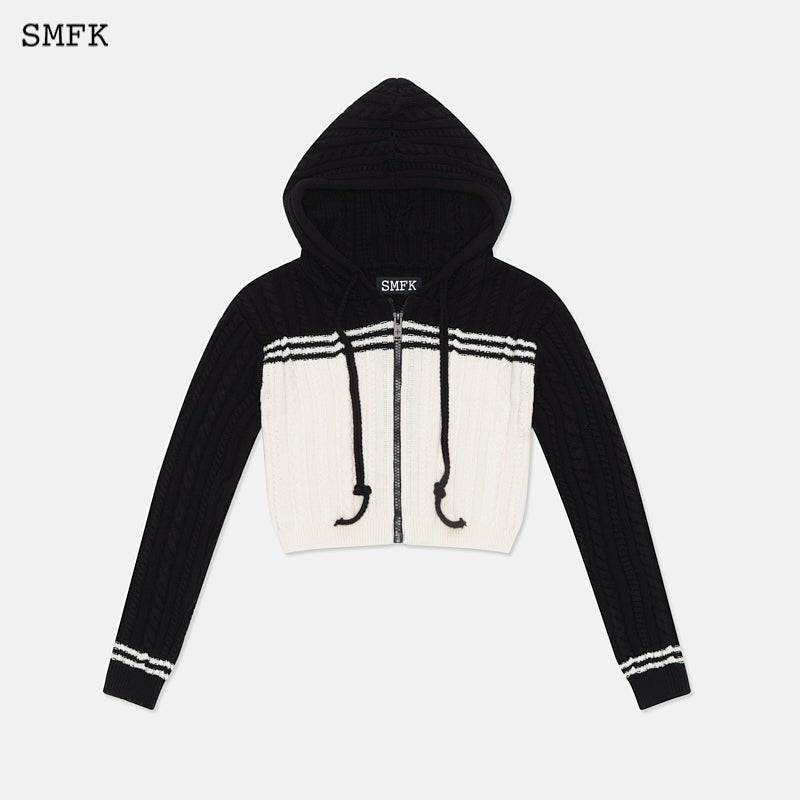 SMFK Vintage College Knit Short Hoodie